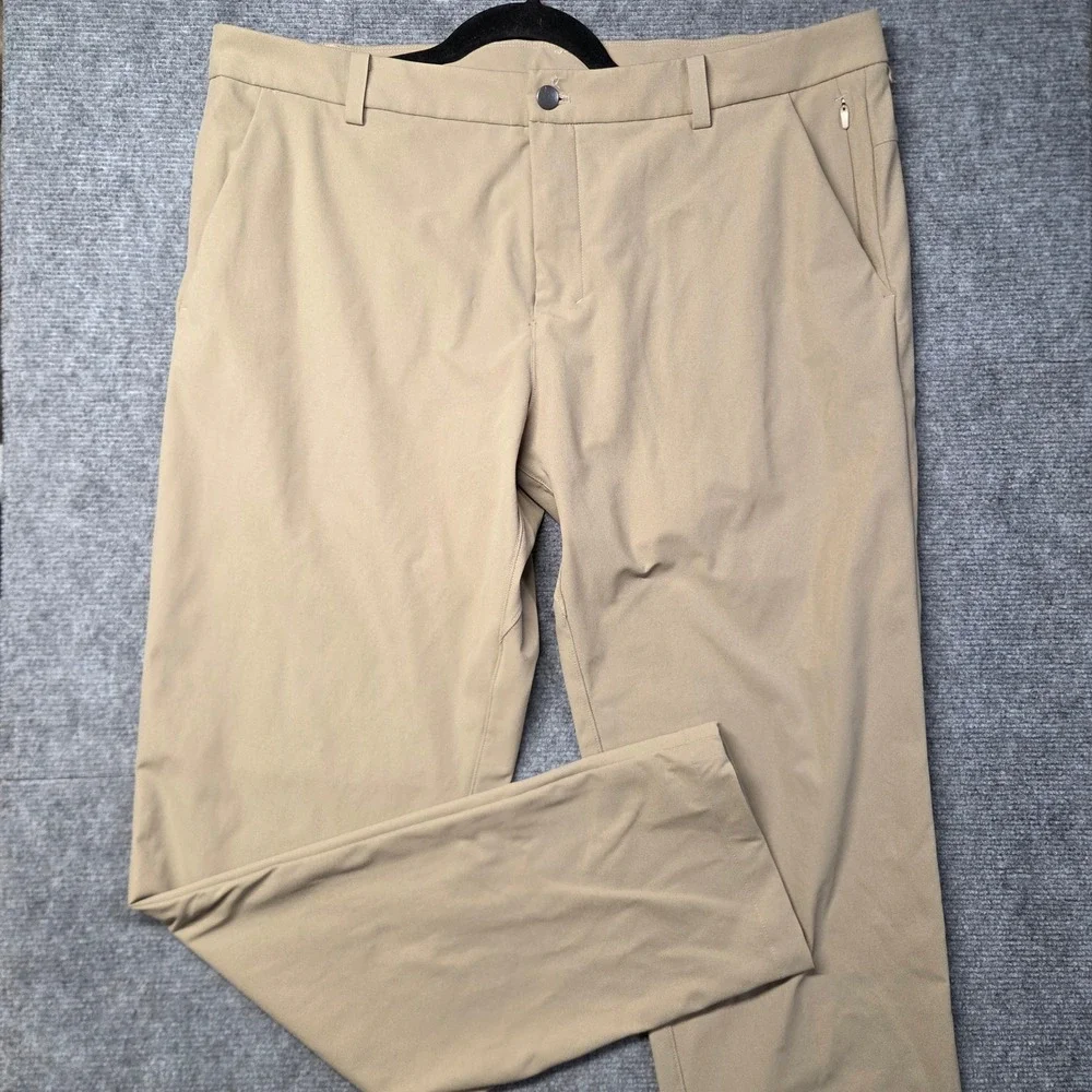 Lululemon Commission Golf Pants Mens 38 Khaki Tan 33 Inseam Technical Trousers